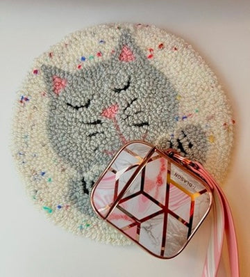 Cat on a Mat! Cute grey "you have my heart" kitty