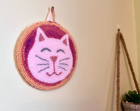 Cat on a Mat! "Pretty in pink" wall hanging