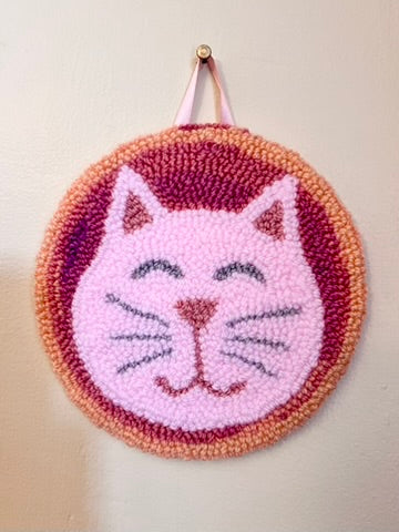 Cat on a Mat! "Pretty in pink" wall hanging