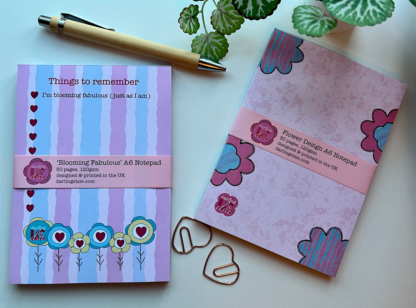 Pink A6 notepads - set of two