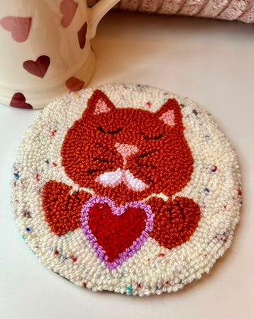 Cat on a Mat! Sweet ginger Valentine's kitty